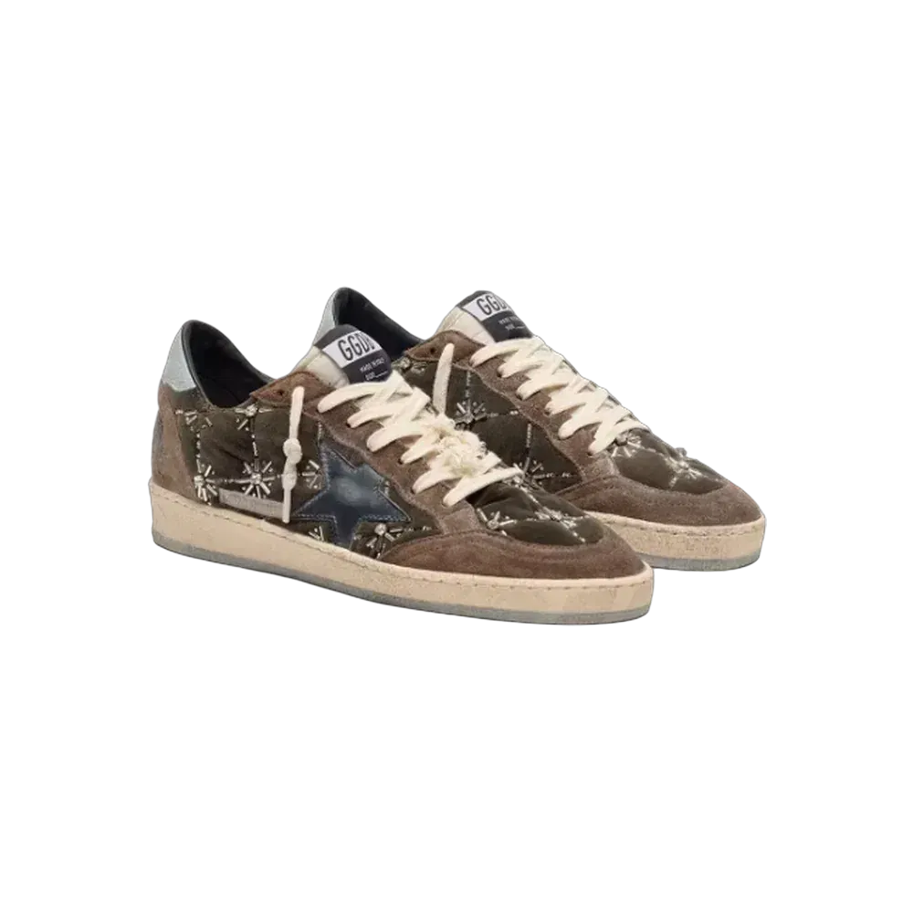 Golden Goose Ball Star LAB In Brown Matelassé Velvet With Rhinestones