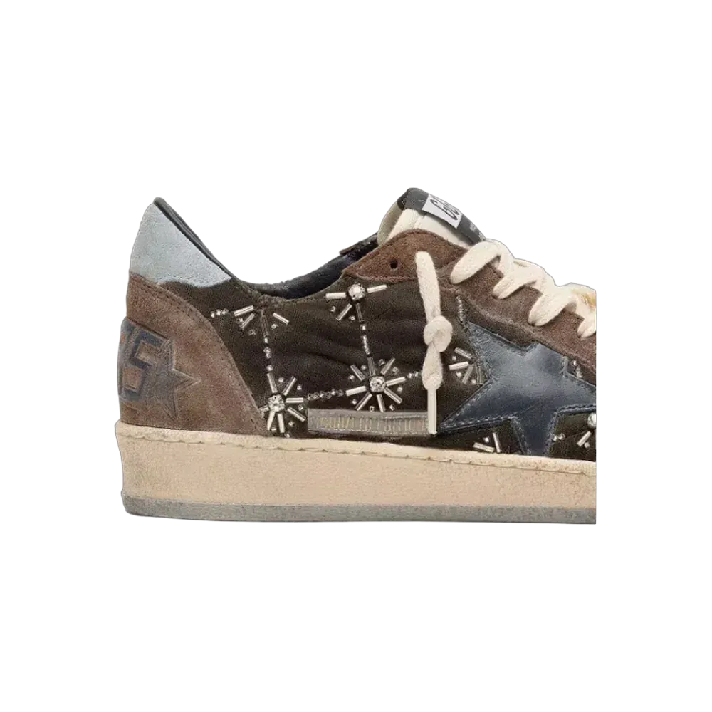 Golden Goose Ball Star LAB In Brown Matelassé Velvet With Rhinestones