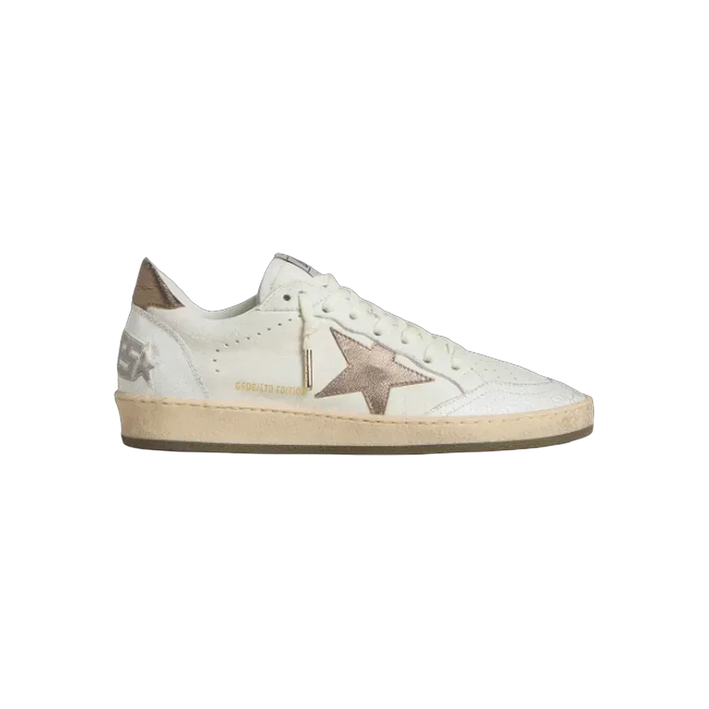 Golden Goose Ball Star Wishes In White Leather With Metallic Bronze Leather Star