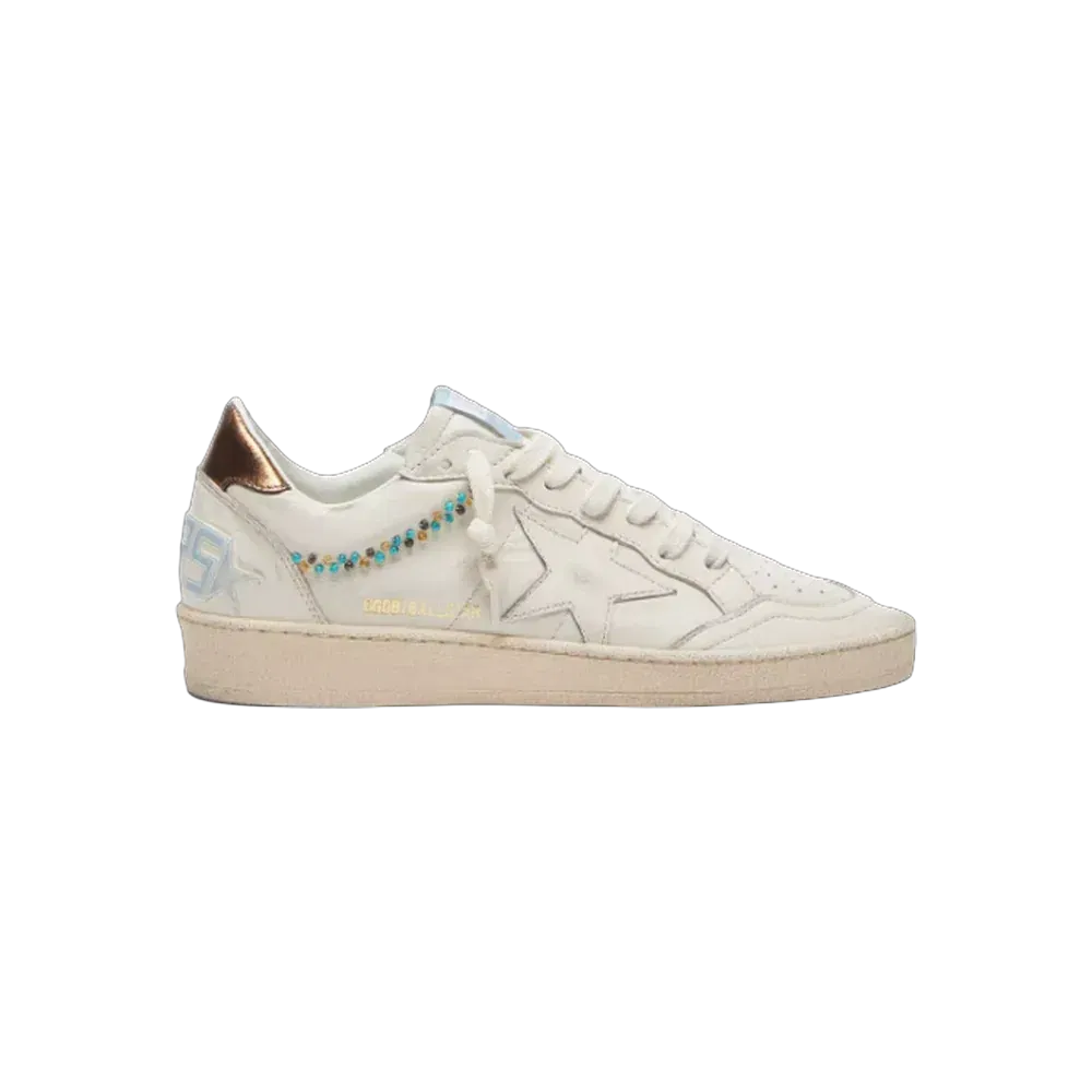 Golden Goose Ball Star In Cream Leather With Tone-On-Tone Star And Beads