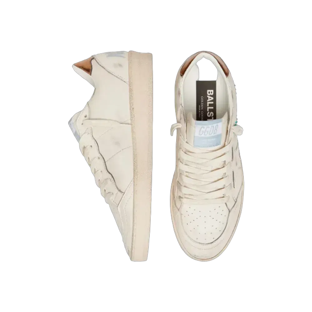 Golden Goose Ball Star In Cream Leather With Tone-On-Tone Star And Beads