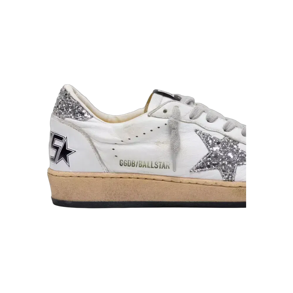 Golden Goose Ball Star In Nappa With Silver Glitter Star