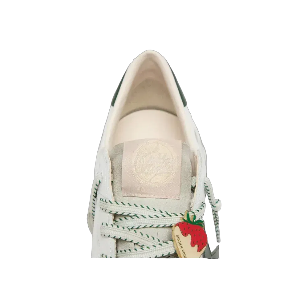Golden Goose Ball Star LTD In White Leather With Green Star And Skins