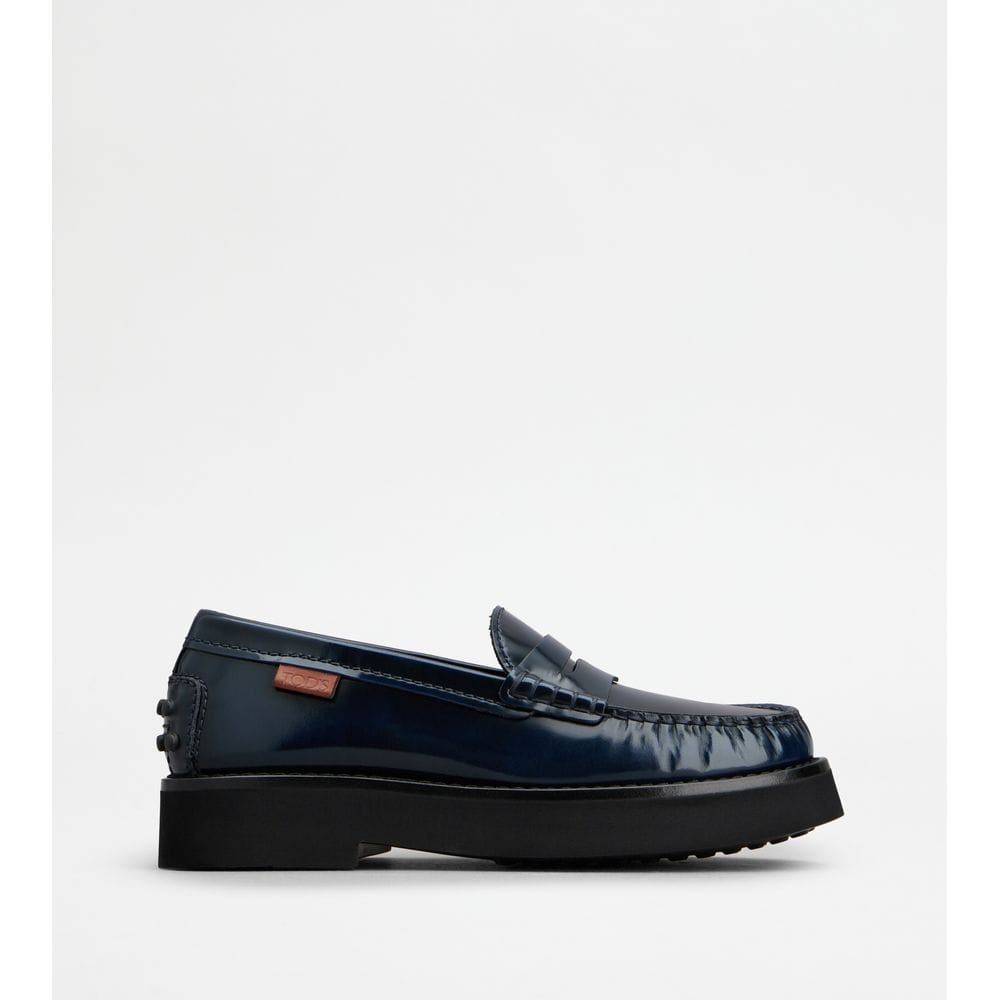 Tods Loafers In Leather Blue Womens