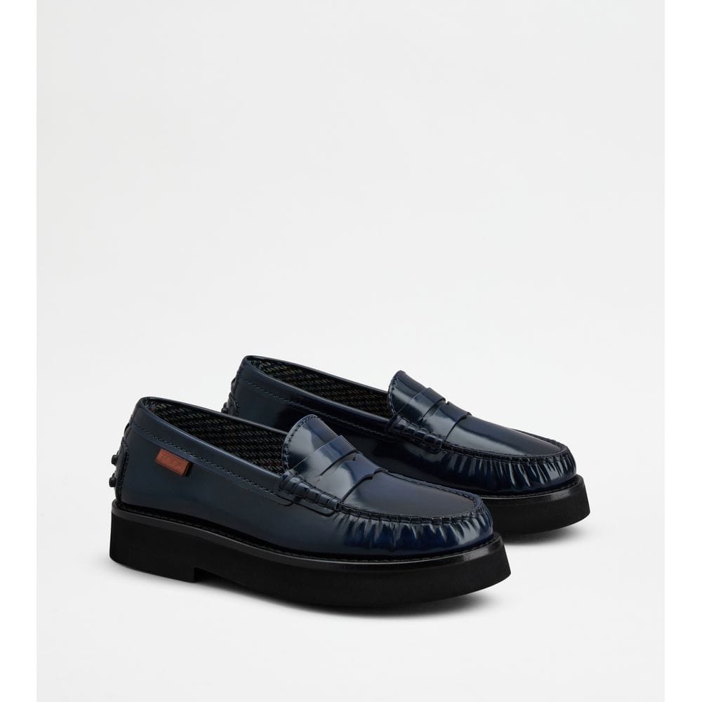 Tods Loafers In Leather Blue Womens