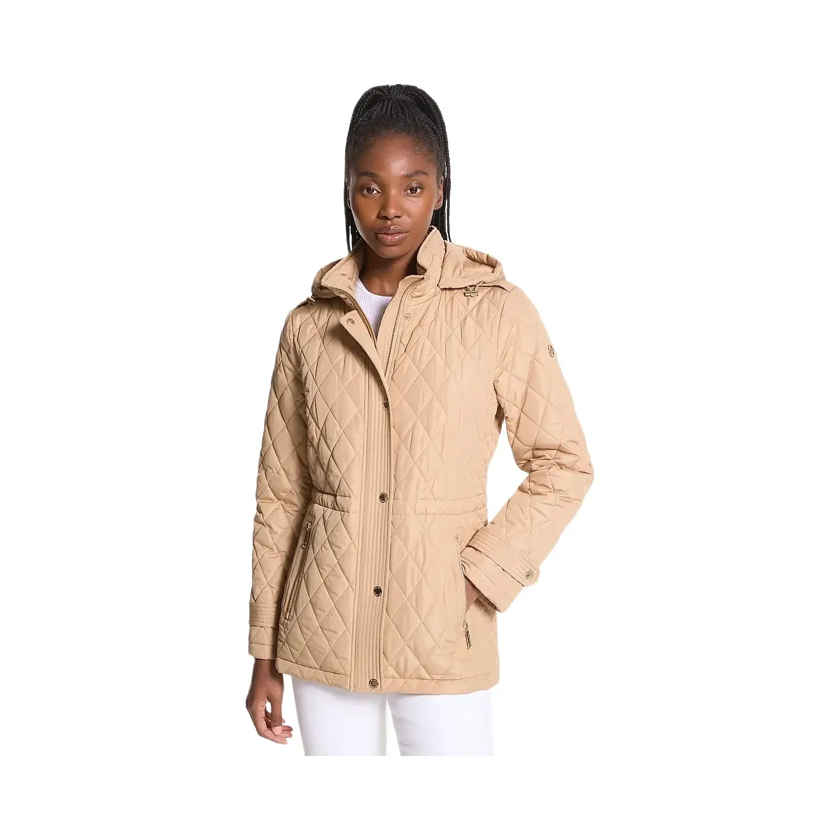 Michael Kors Quilted Hooded Jacket Khaki