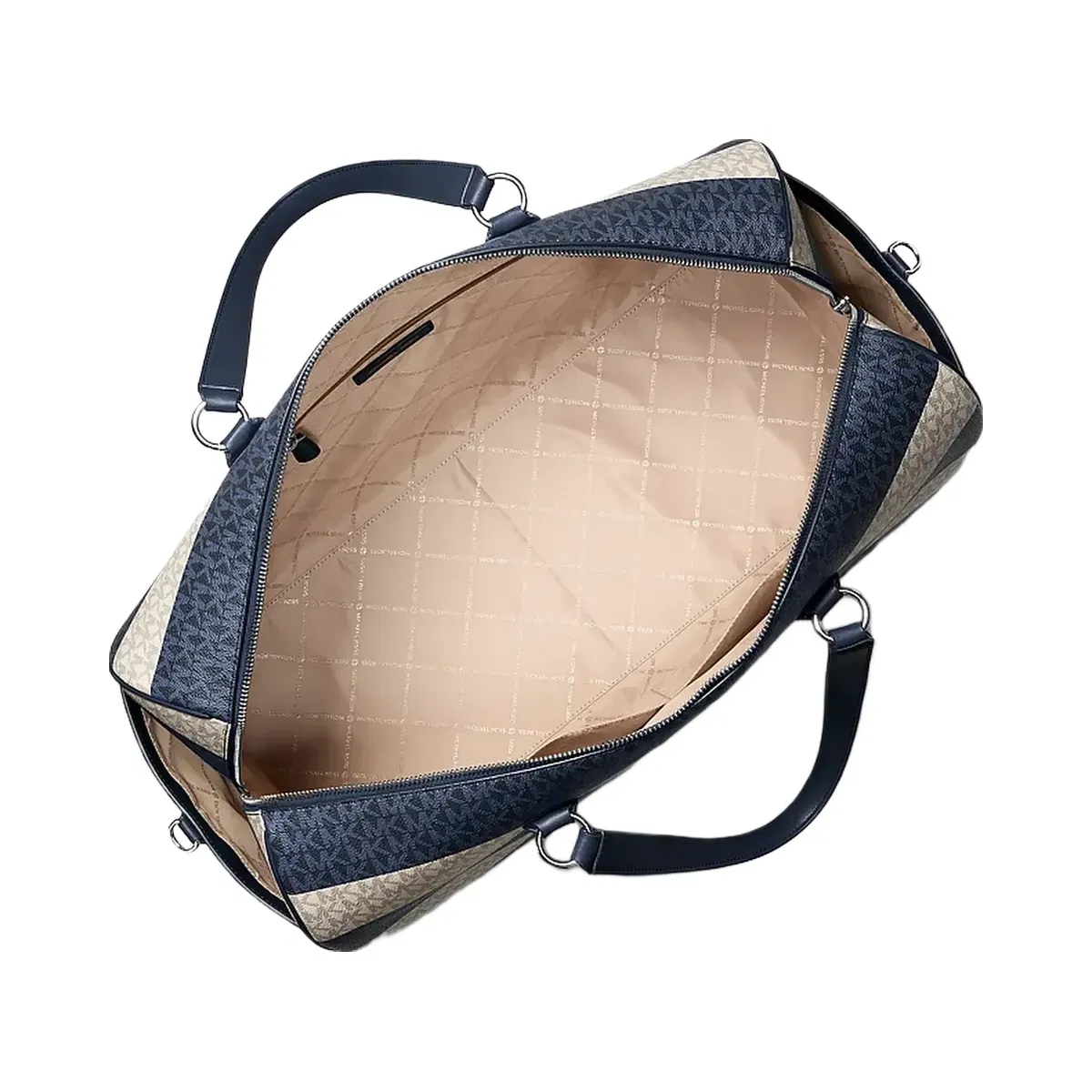 Michael Kors Grayson Extra-Large Striped Signature Logo Weekender Bag Navy