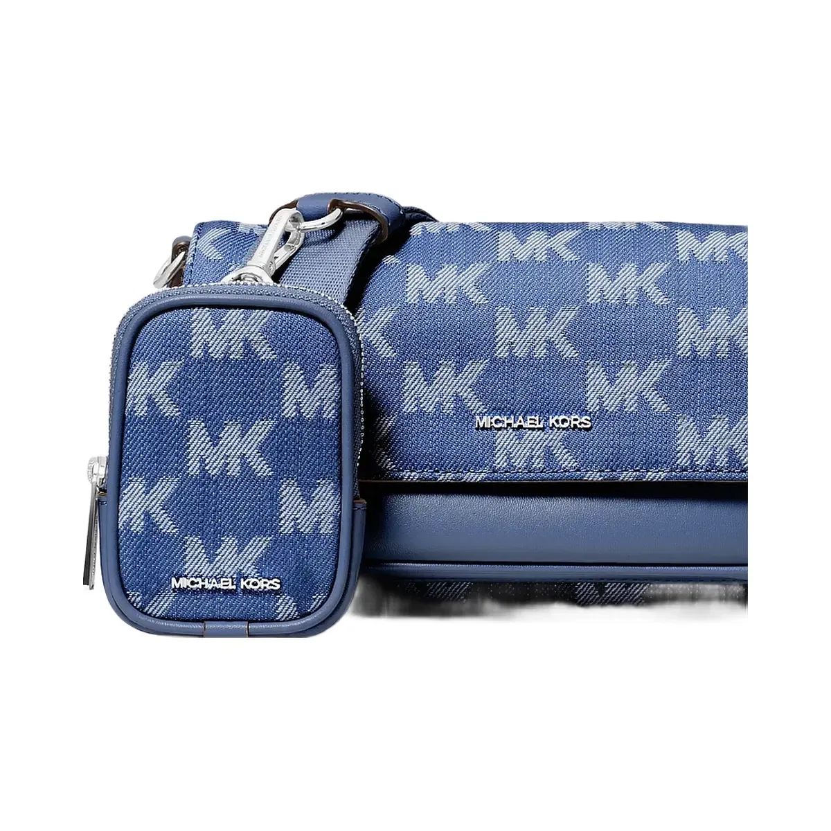 Michael Kors Jet Set Travel Small Logo Jacquard Denim Crossbody Bag With Pouch Denim