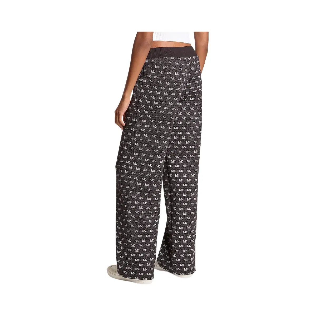Michael Kors Logo Cotton Blend Knit Wide-Leg Pants Black