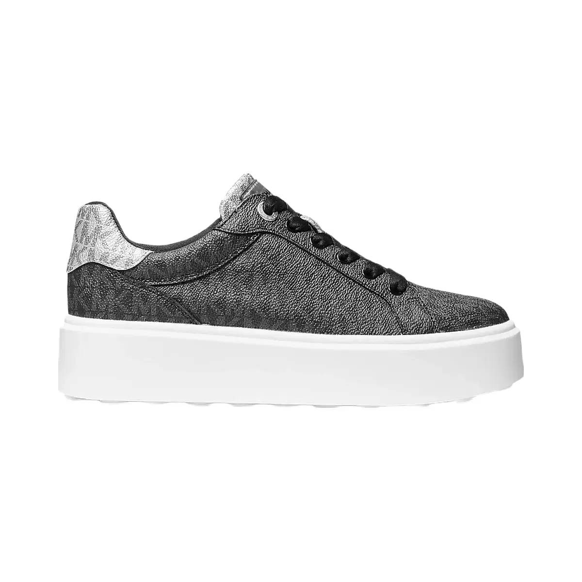 Michael Kors Romey Metallic Two-Tone Signature Logo Platform Sneaker Black