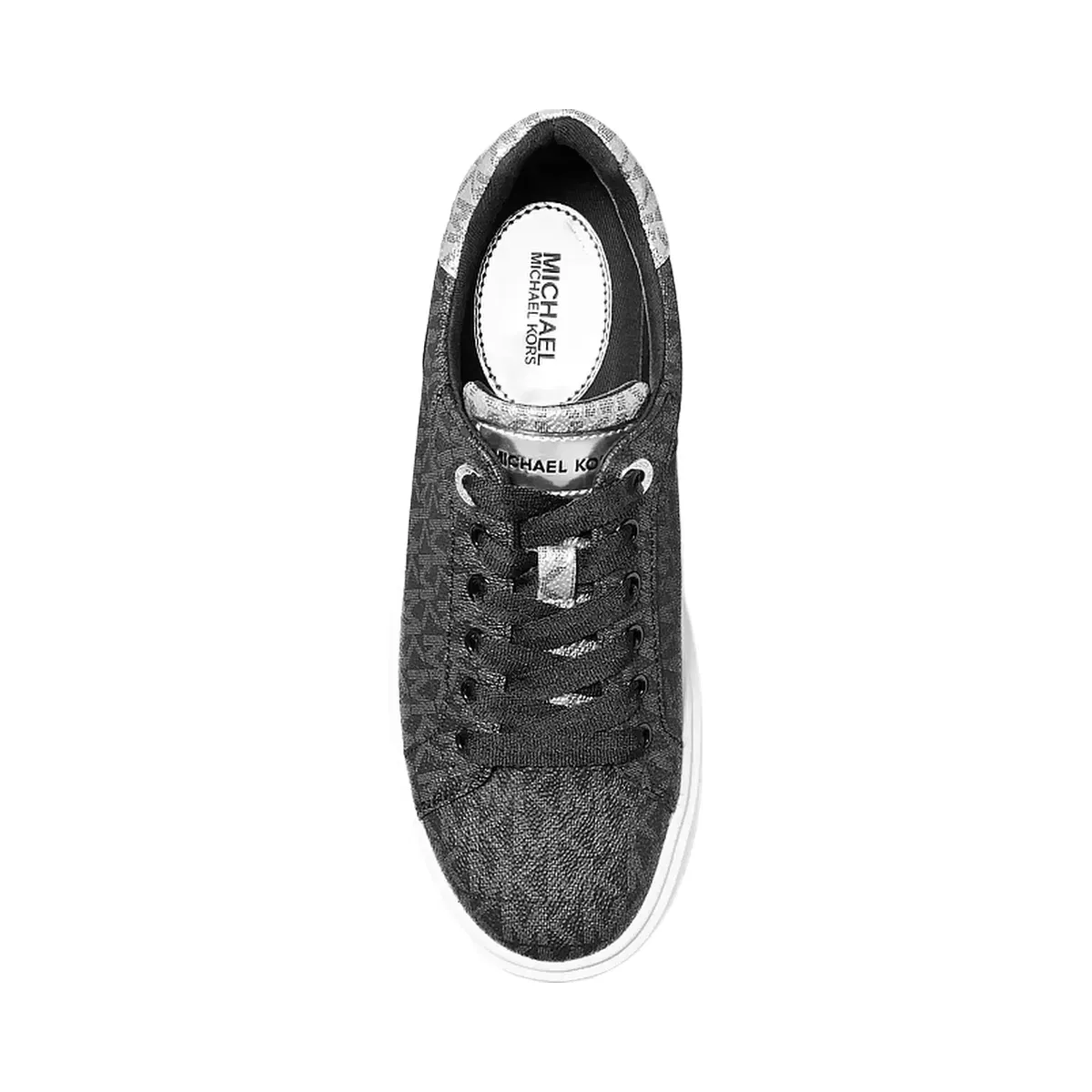 Michael Kors Romey Metallic Two-Tone Signature Logo Platform Sneaker Black