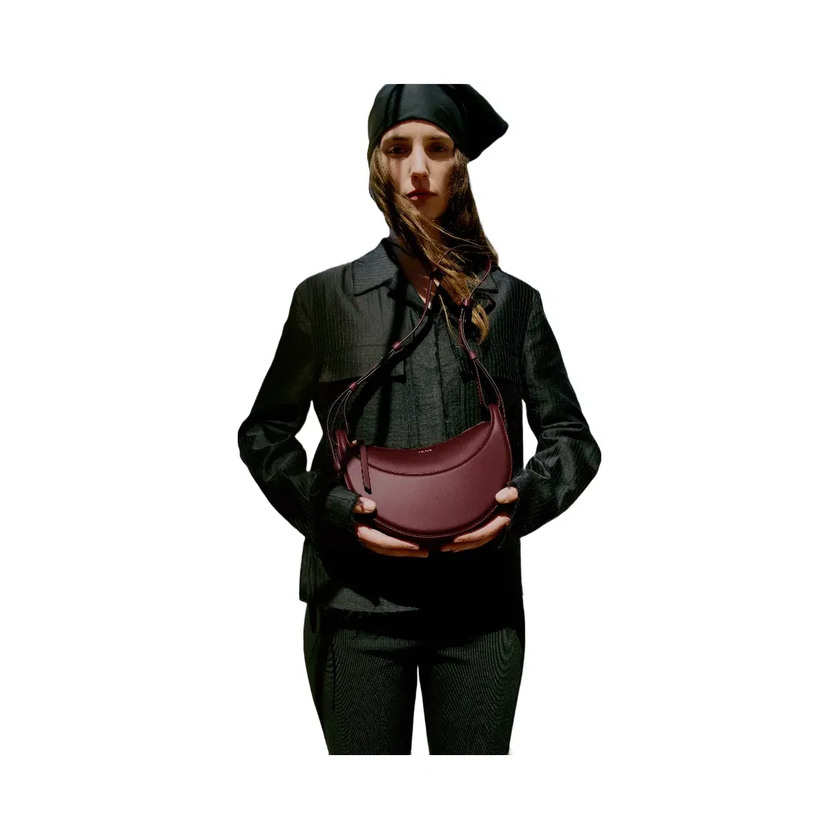Polène Numéro Dix Smooth Leather Bag Black Cherry