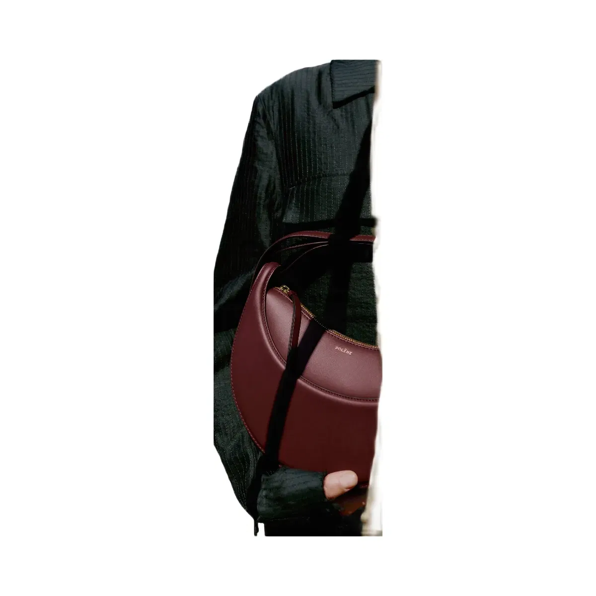 Polène Numéro Dix Smooth Leather Bag Black Cherry