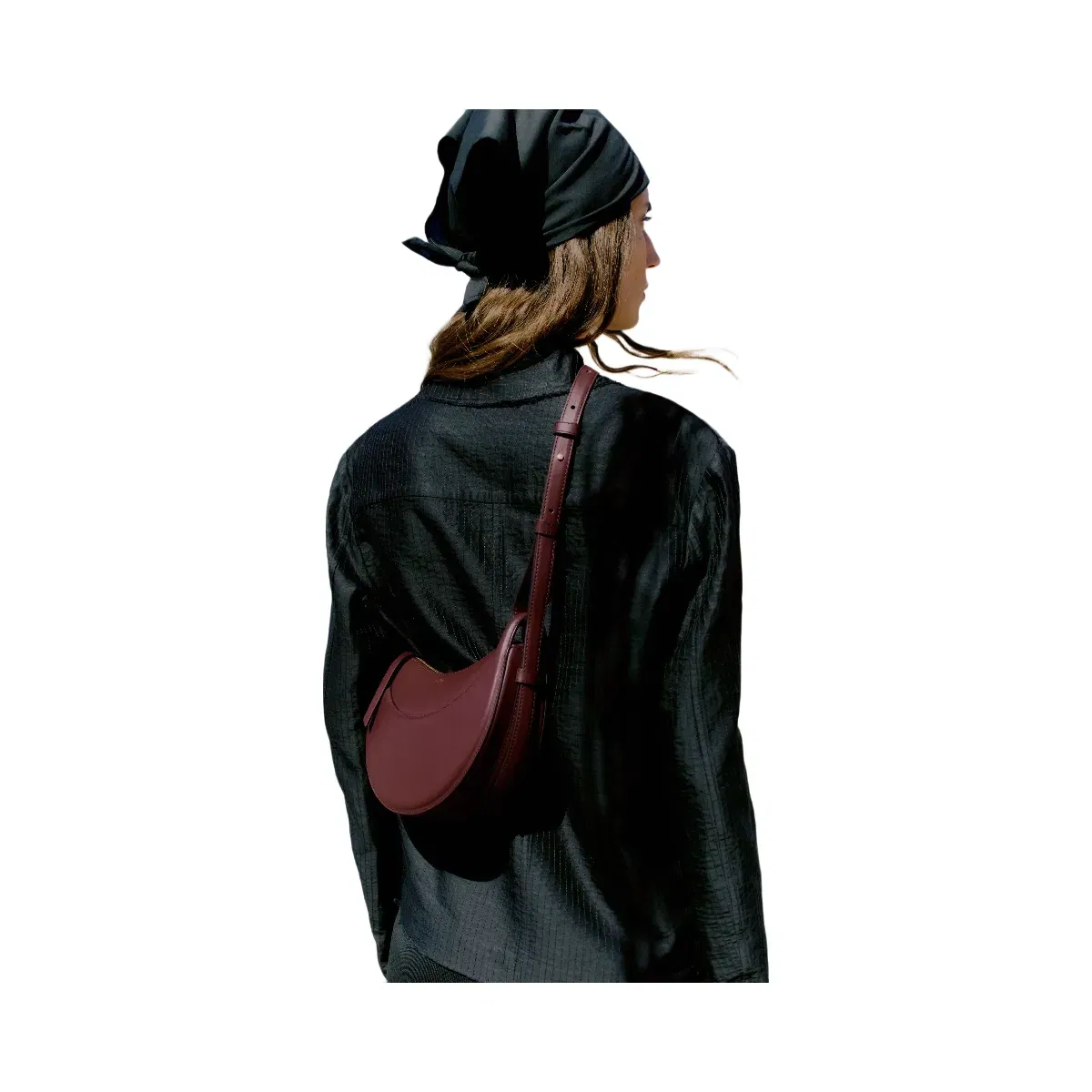 Polène Numéro Dix Smooth Leather Bag Black Cherry