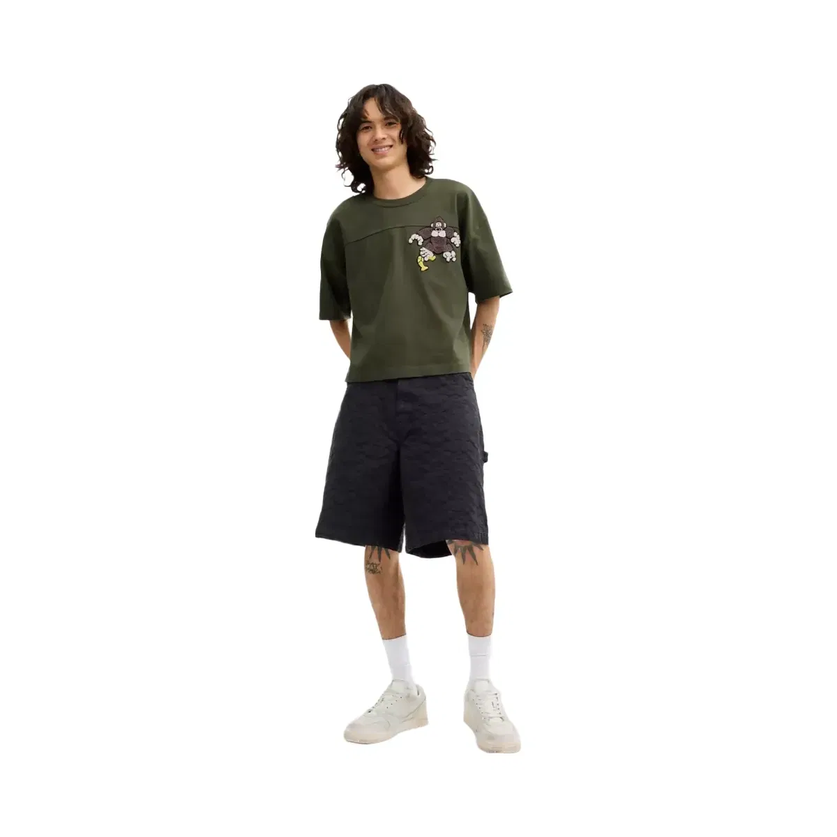 Coach x Brain Dead Football Cropped T-Shirt in Dark Grey