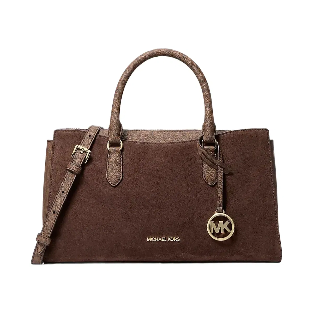 Michael Kors Arden Medium Signature Logo Top-Zip Satchel Nutmeg