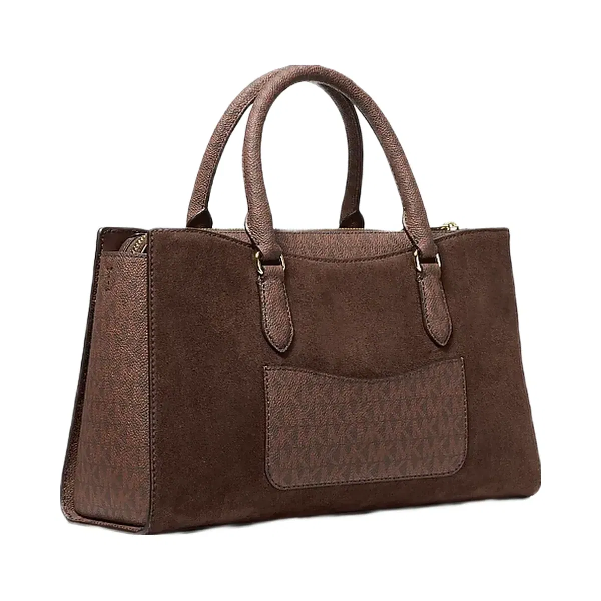 Michael Kors Arden Medium Signature Logo Top-Zip Satchel Nutmeg