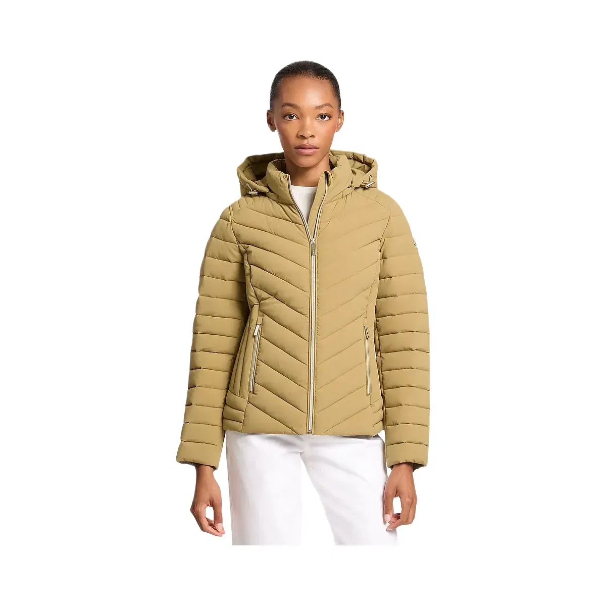 Michael Kors Chevron Quilted Jacket Oregano