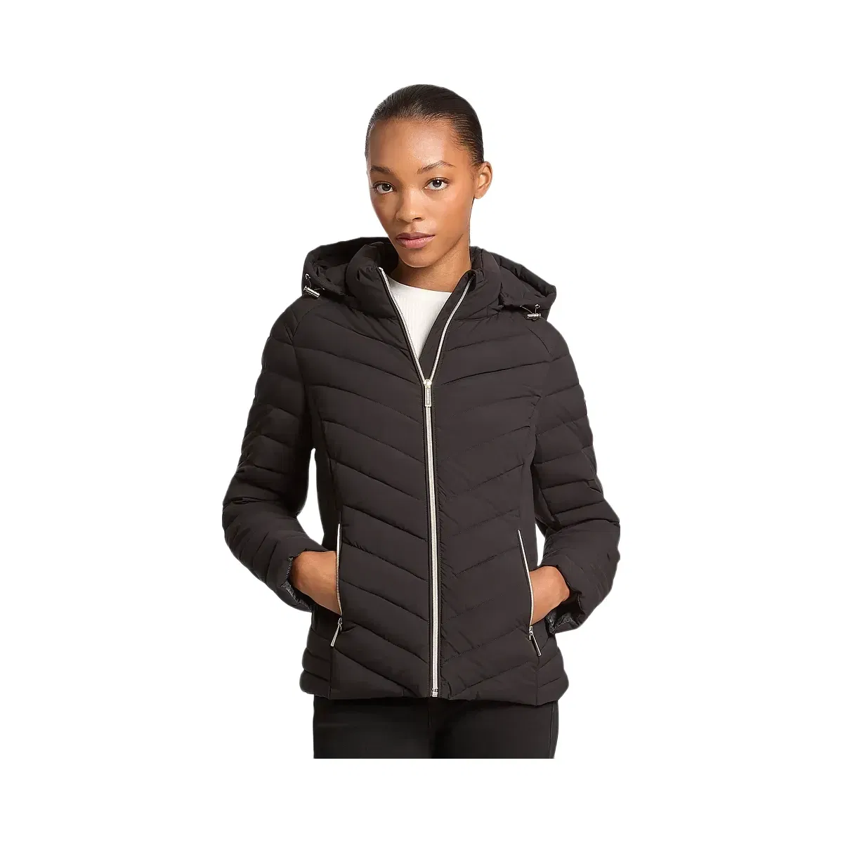 Michael Kors Chevron Quilted Jacket Black