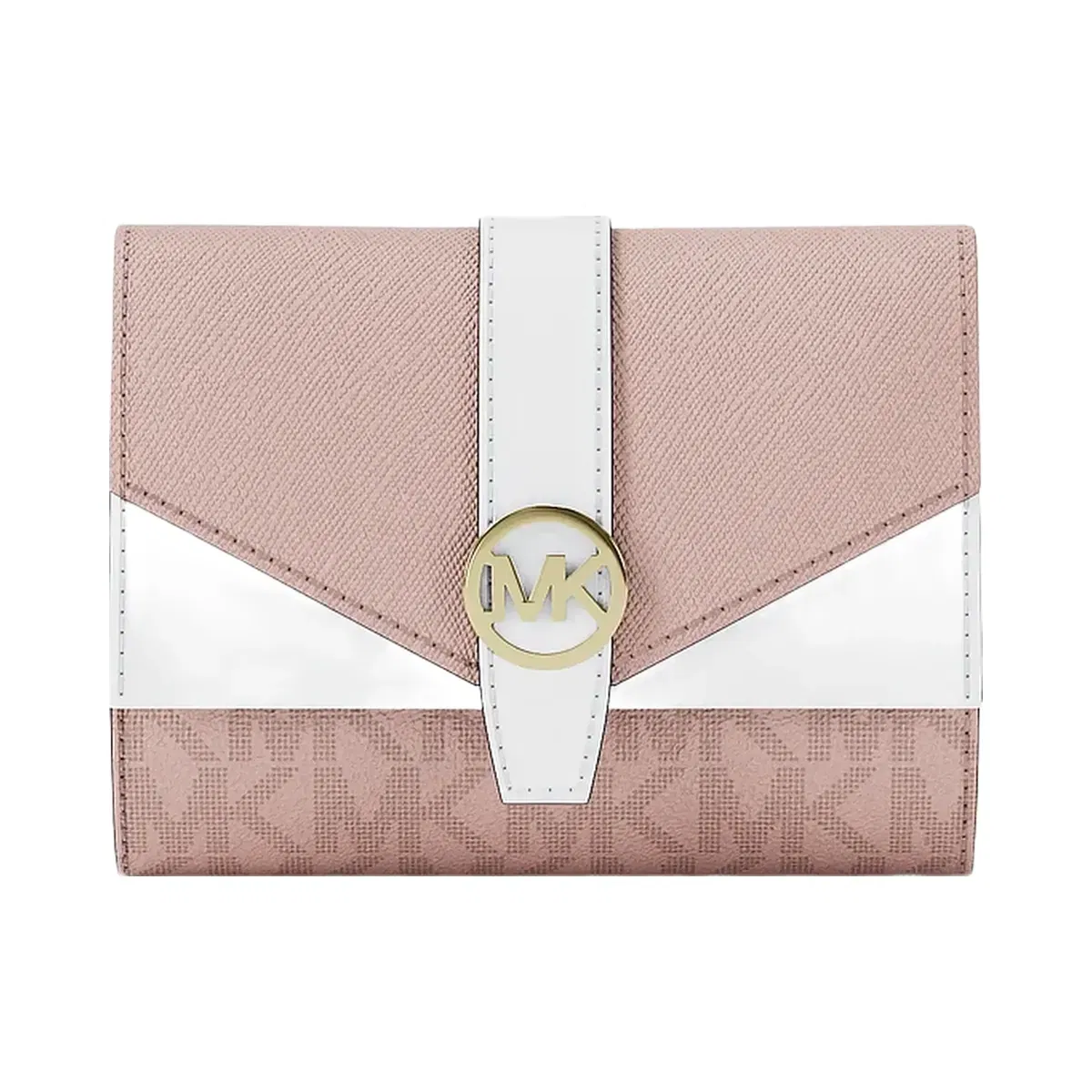 Michael Kors Greenwich Medium Signature Logo Trifold Wallet Pwd Blsh Mlt
