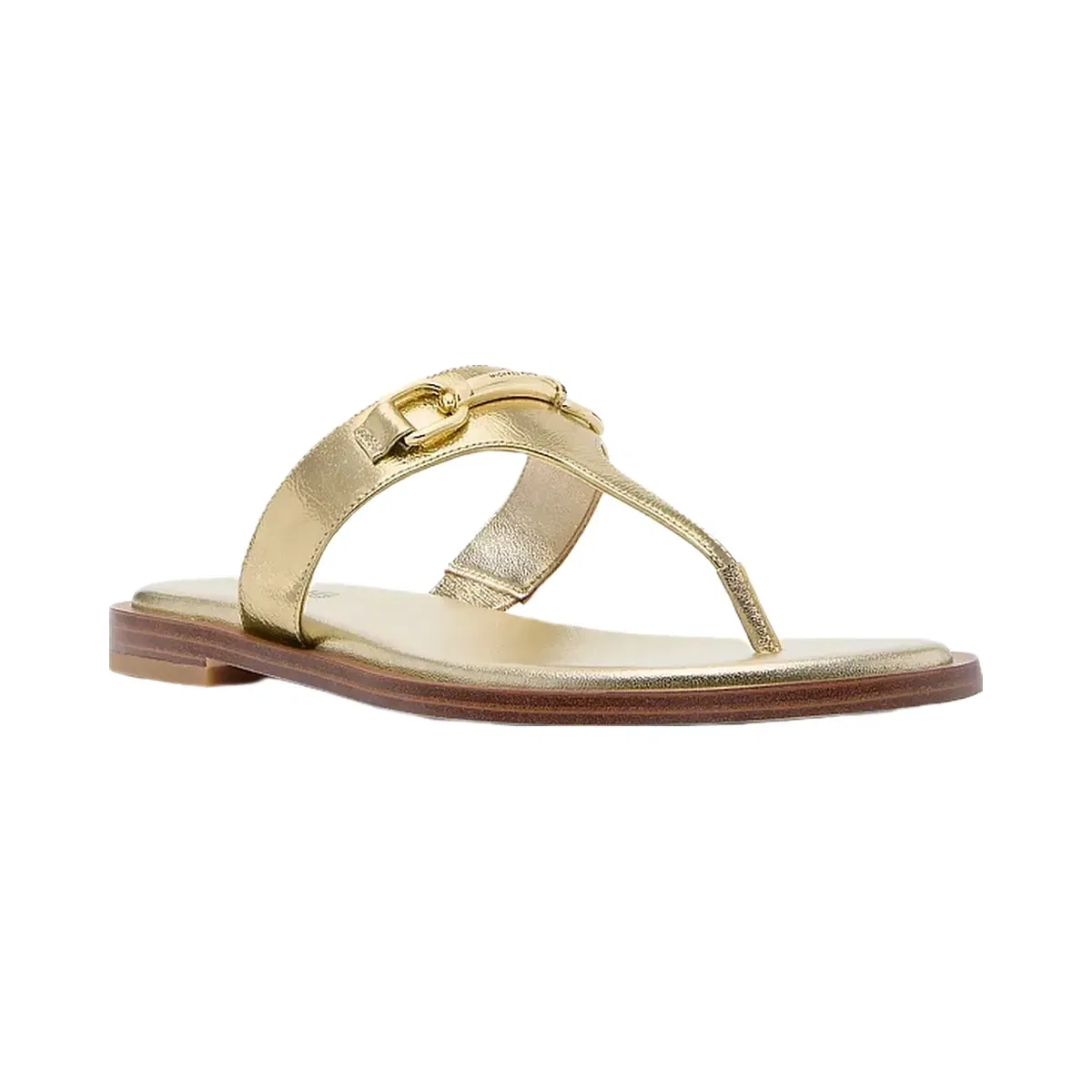 Michael Kors Carson Crackled Metallic Leather Sandal Pale Gold