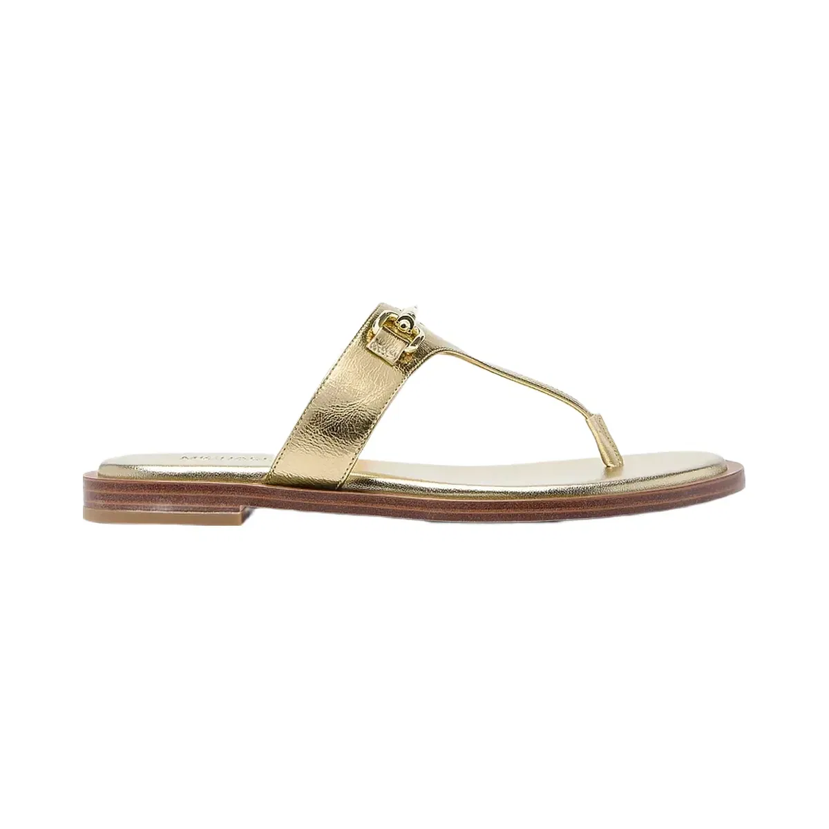 Michael Kors Carson Crackled Metallic Leather Sandal Pale Gold