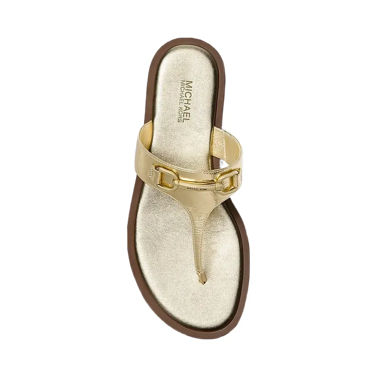 Michael Kors Carson Crackled Metallic Leather Sandal Pale Gold
