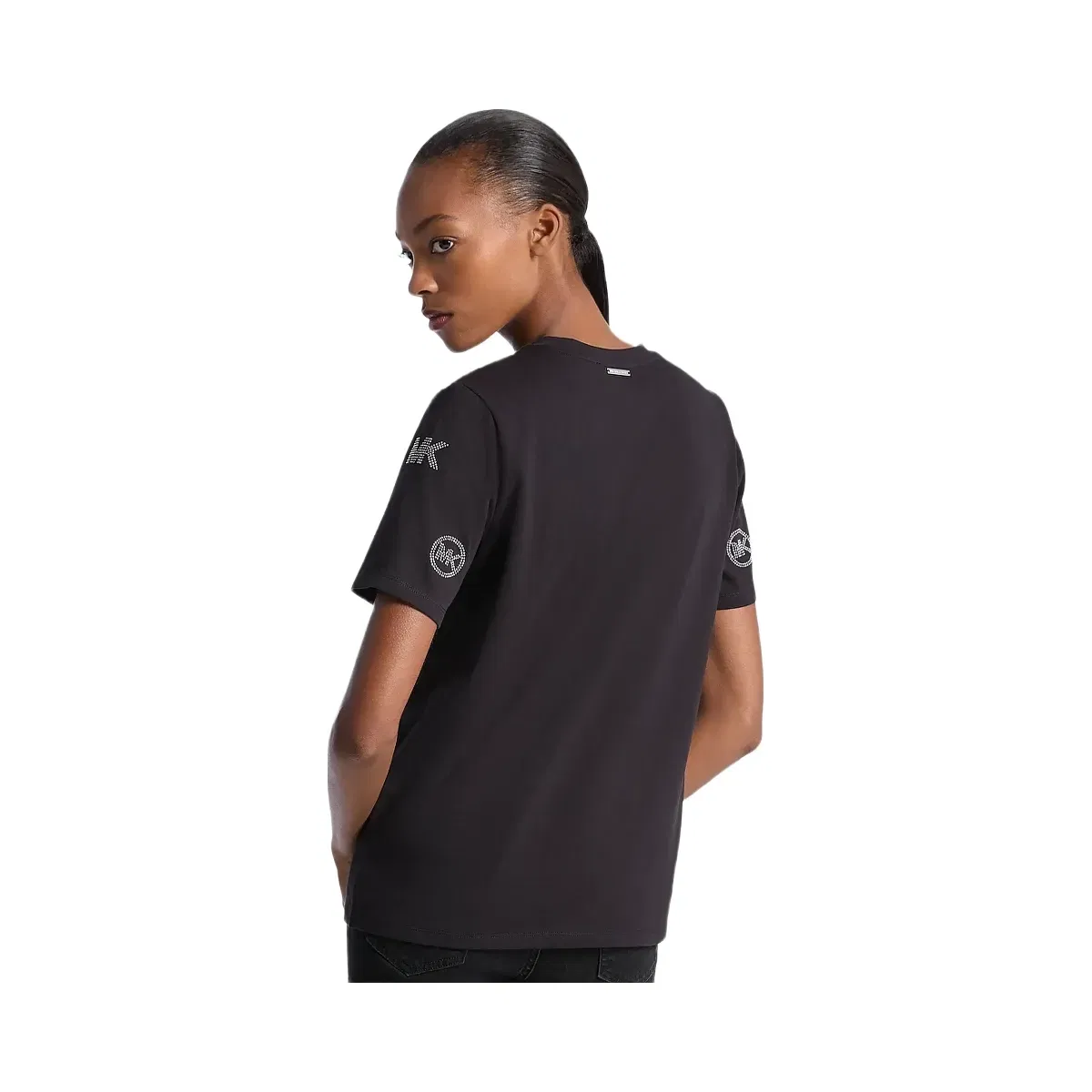 Michael Kors Embellished Logo Cotton T-Shirt Black