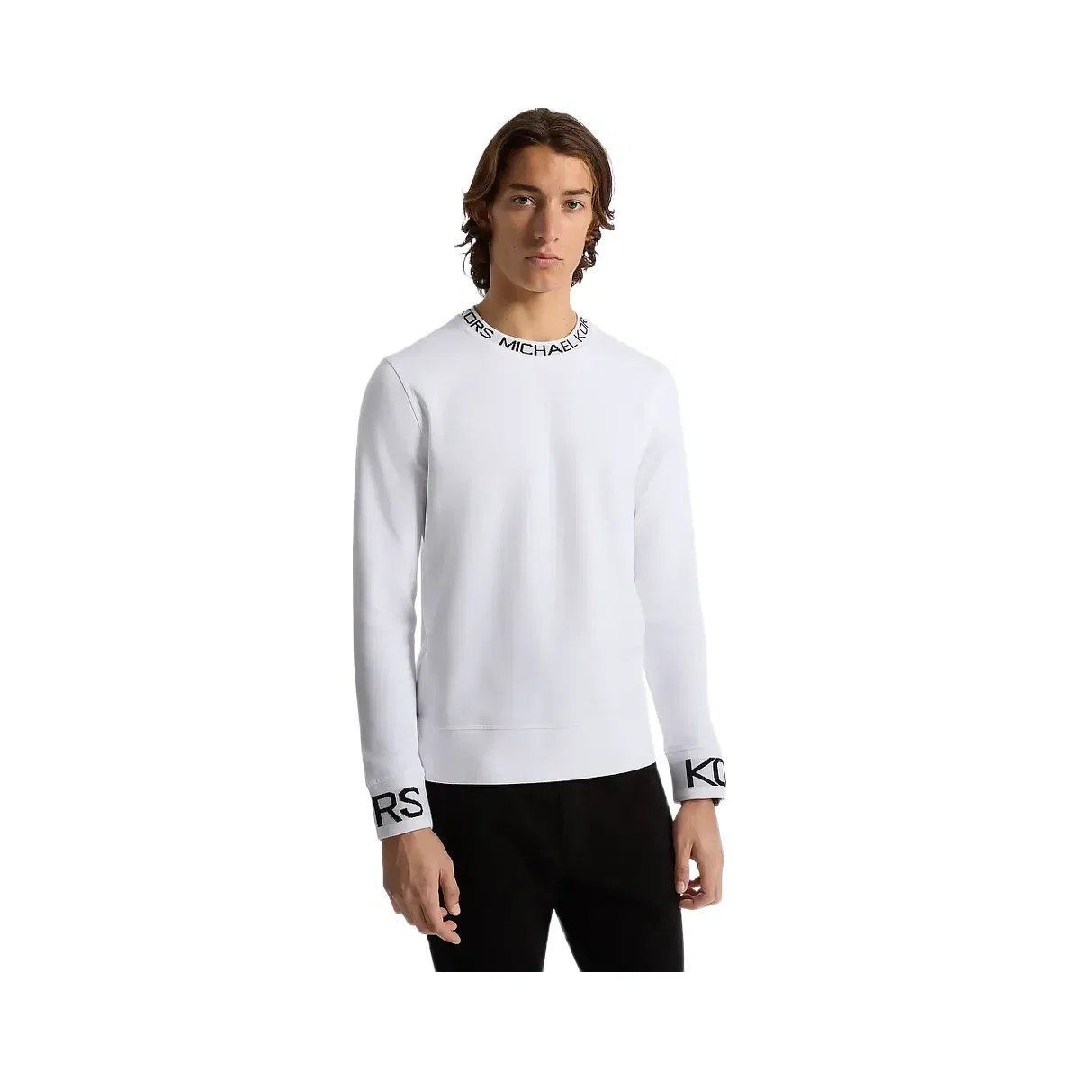 Michael Kors Logo Trim Cotton Blend Sweatshirt White