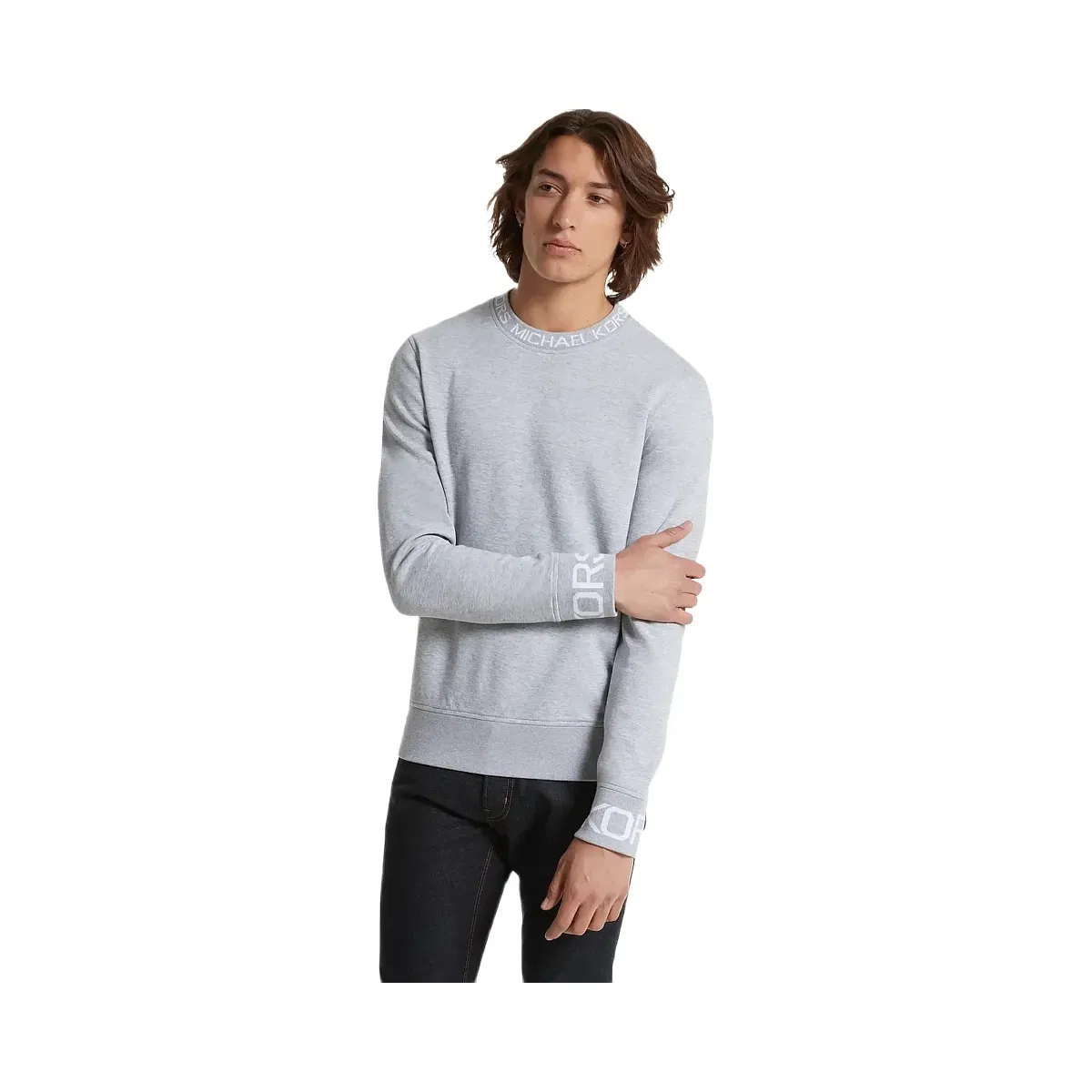 Michael Kors Logo Trim Cotton Blend Sweatshirt Heather Grey