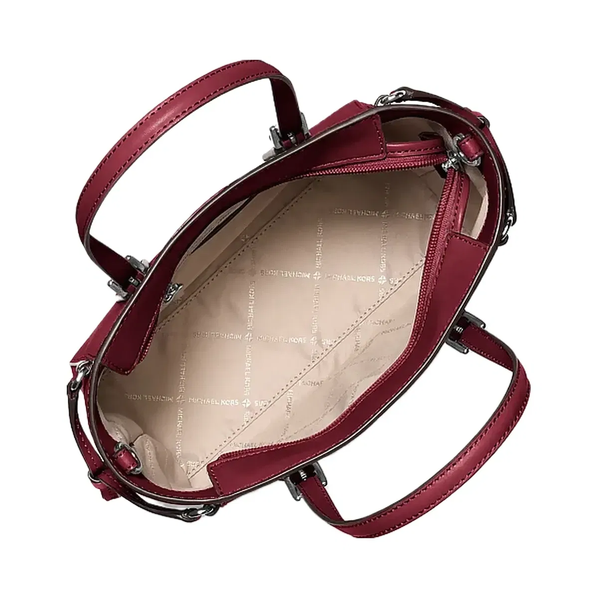 Michael Kors Voyager Extra-Small Pebbled Leather Convertible Crossbody Bag Maroon