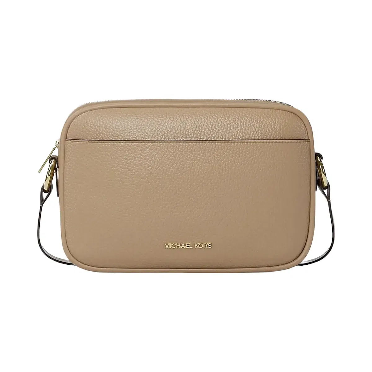 Michael Kors Jet Set Large Pebbled Leather Camera Crossbody Bag Camel