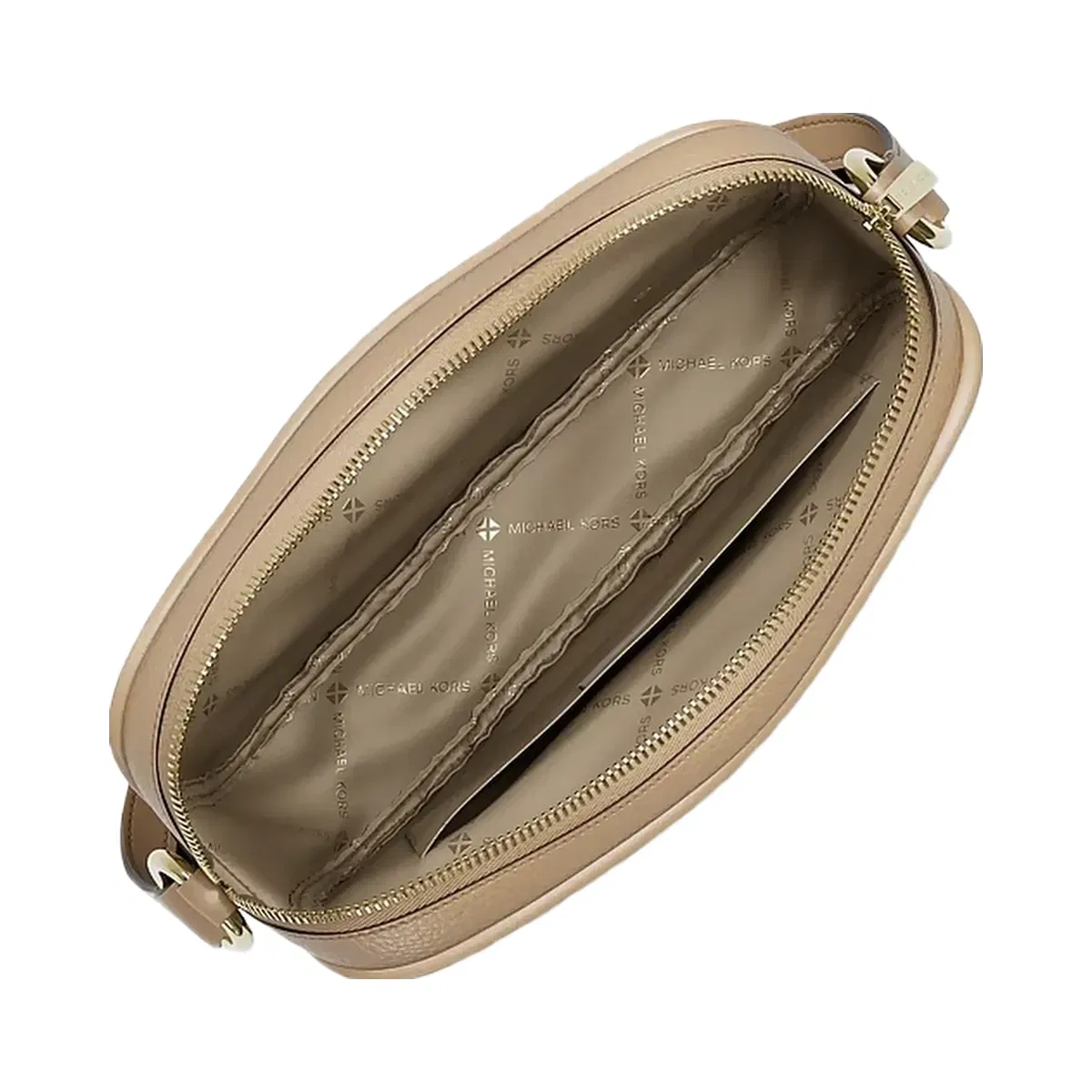 Michael Kors Jet Set Large Pebbled Leather Camera Crossbody Bag Camel