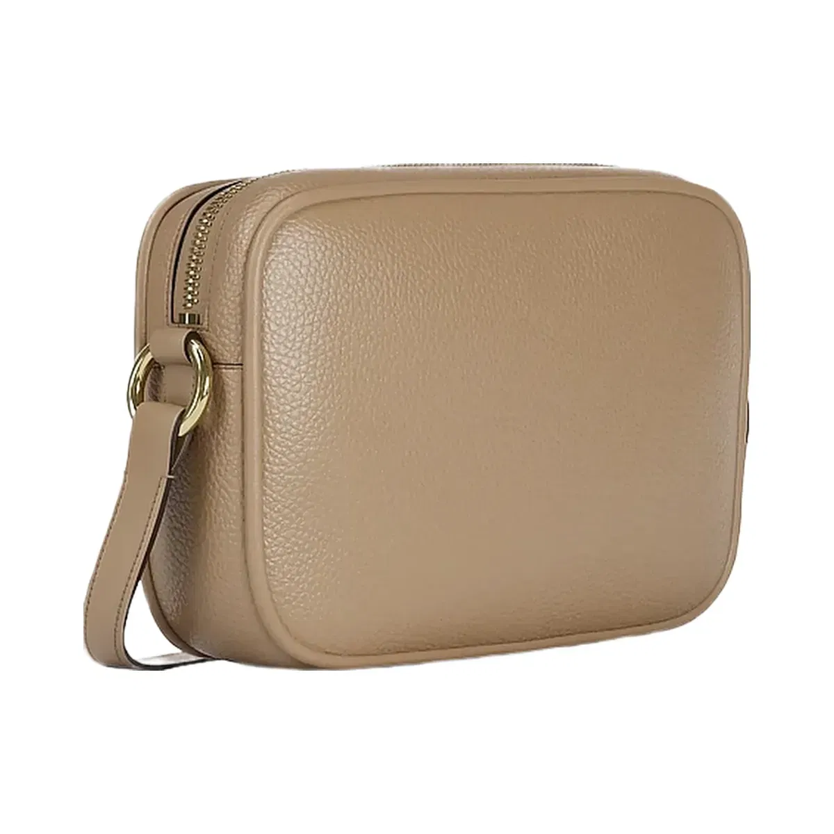 Michael Kors Jet Set Large Pebbled Leather Camera Crossbody Bag Camel