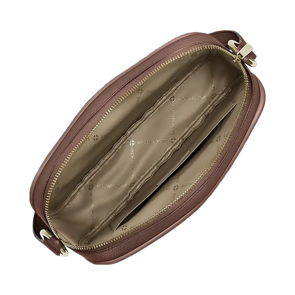 Michael Kors Jet Set Large Pebbled Leather Camera Crossbody Bag Nutmeg