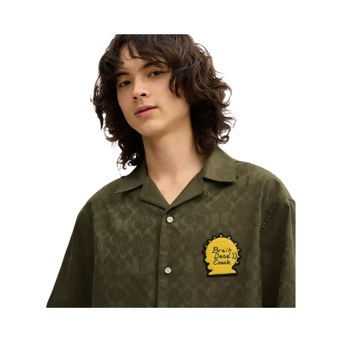 Coach x Brain Dead Signature Camp Shirt in Green