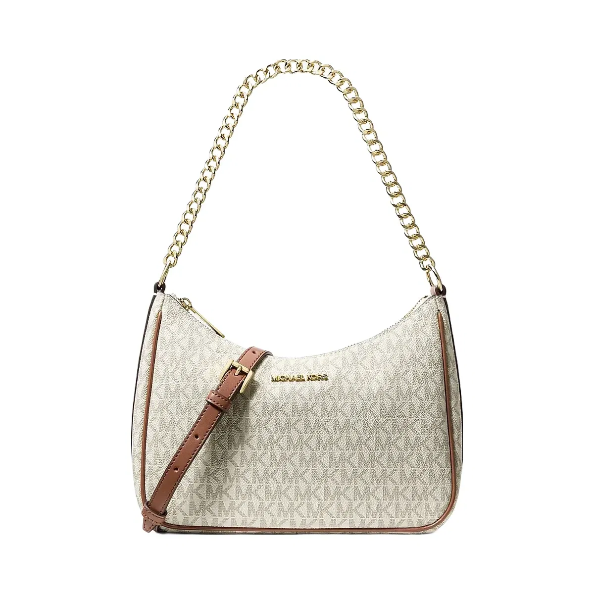 Michael Kors Jet Set Travel Large Signature Logo Convertible Crossbody Bag Vanilla