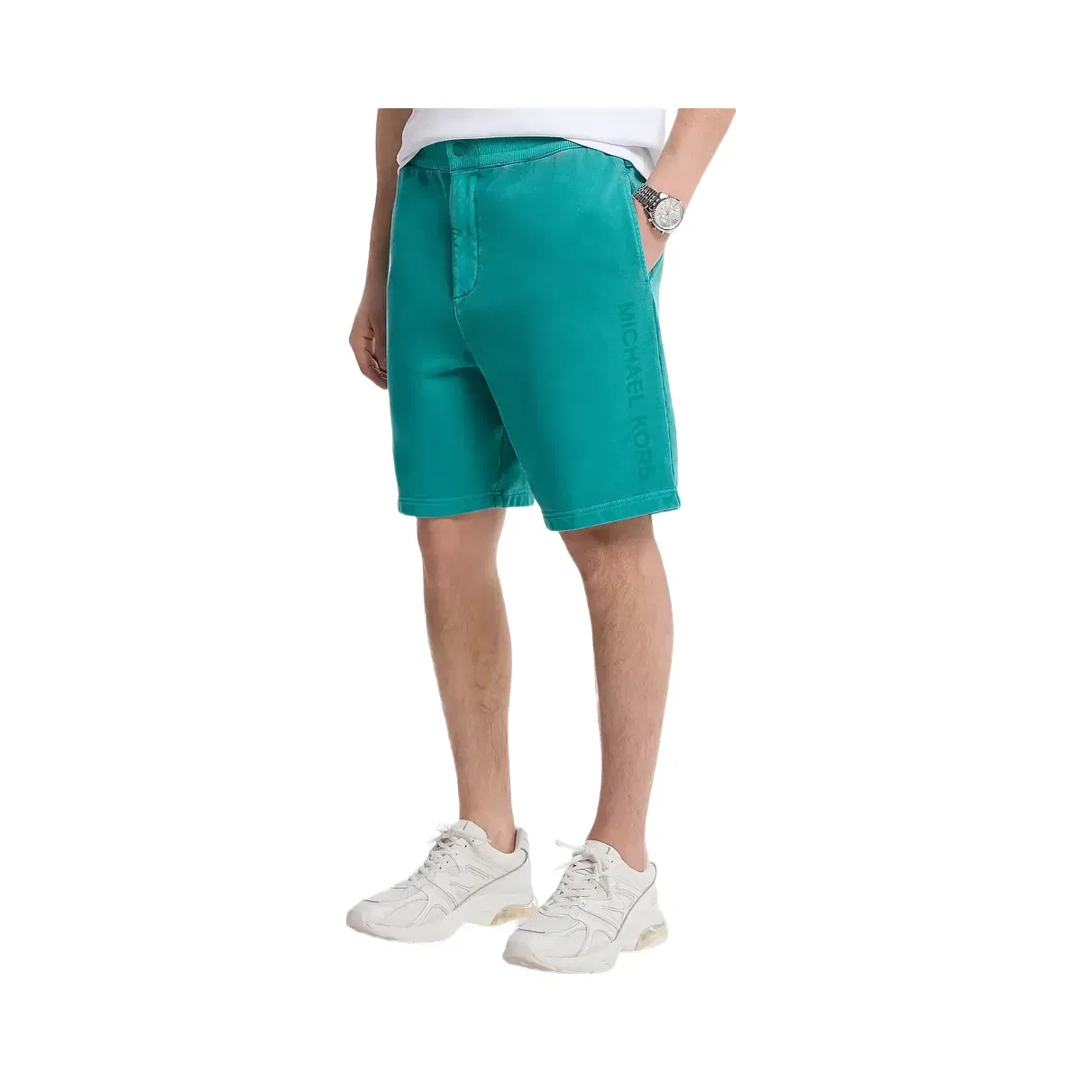 Michael Kors Garment-Dyed Cotton Shorts Grass Green