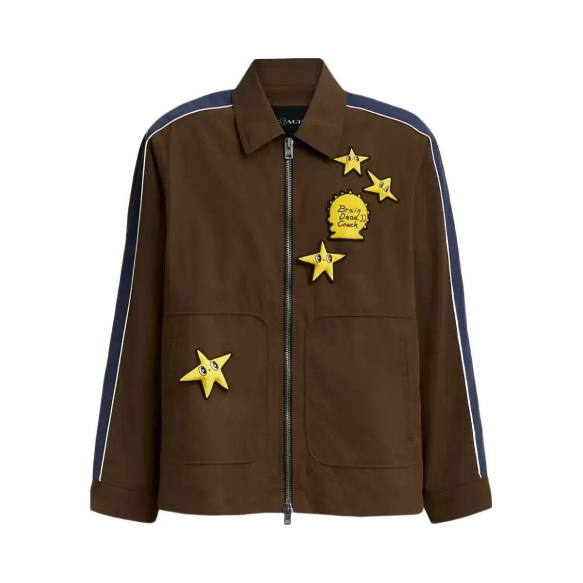 Coach x Brain Dead Nylon Racer Jacket In Recycled Polyamide in Brown