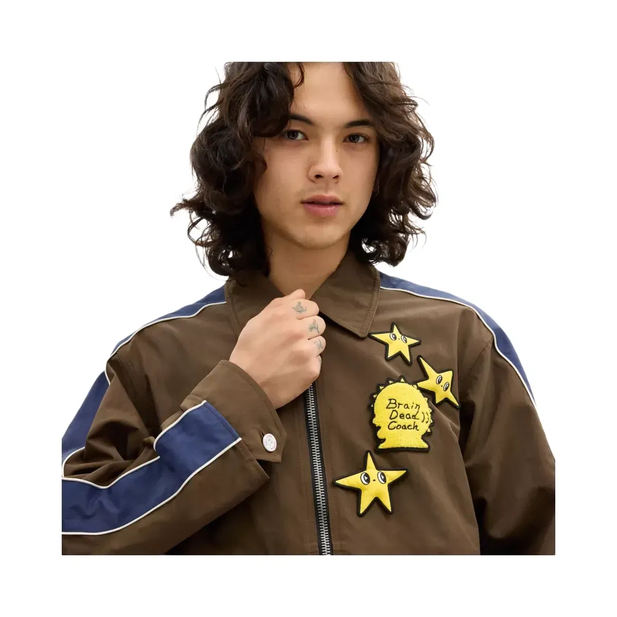 Coach x Brain Dead Nylon Racer Jacket In Recycled Polyamide in Brown
