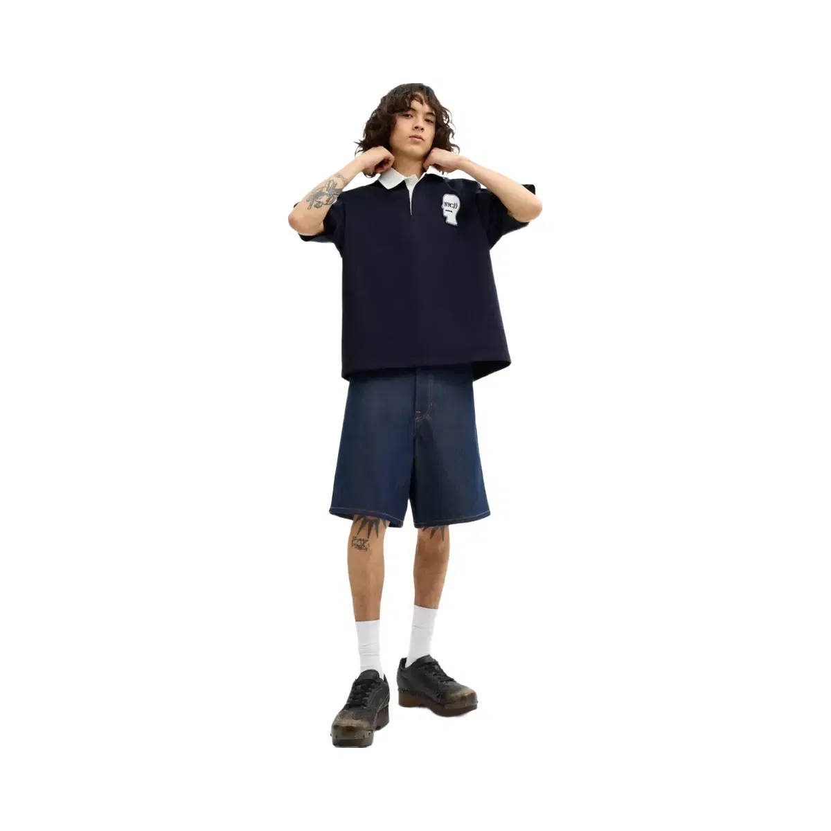 Coach x Brain Dead Rugby Polo in Navy Blue