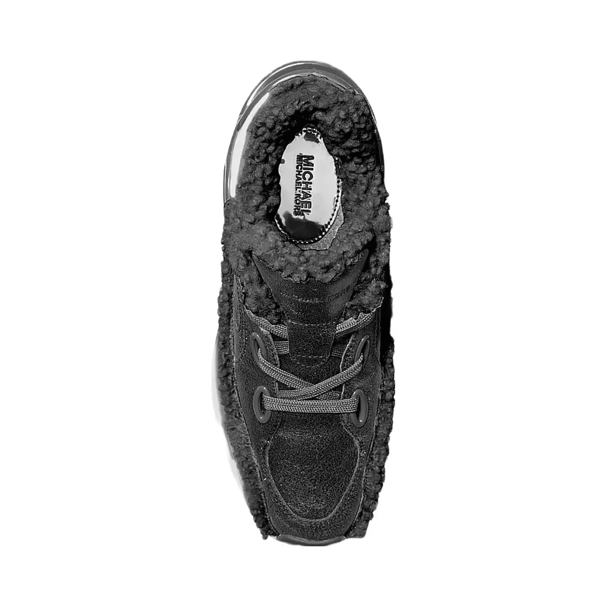 Michael Kors Toni Distressed Leather and Sherpa Trainer Black