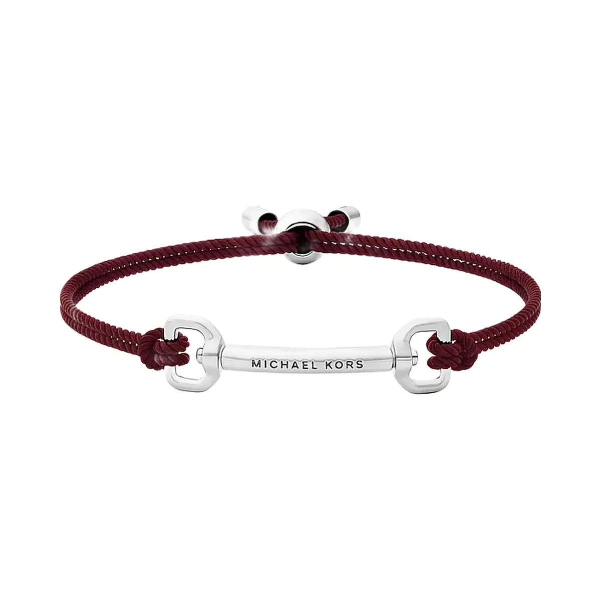 Michael Kors Horsebit Cord Slider Bracelet Silver/Maroon