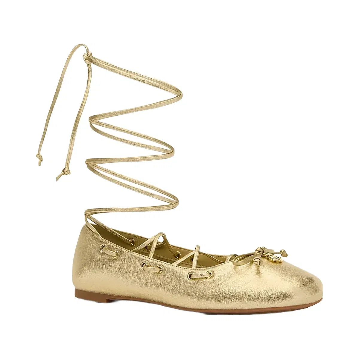 Michael Kors Shae Flex Metallic Leather Ballet Flat Pale Gold