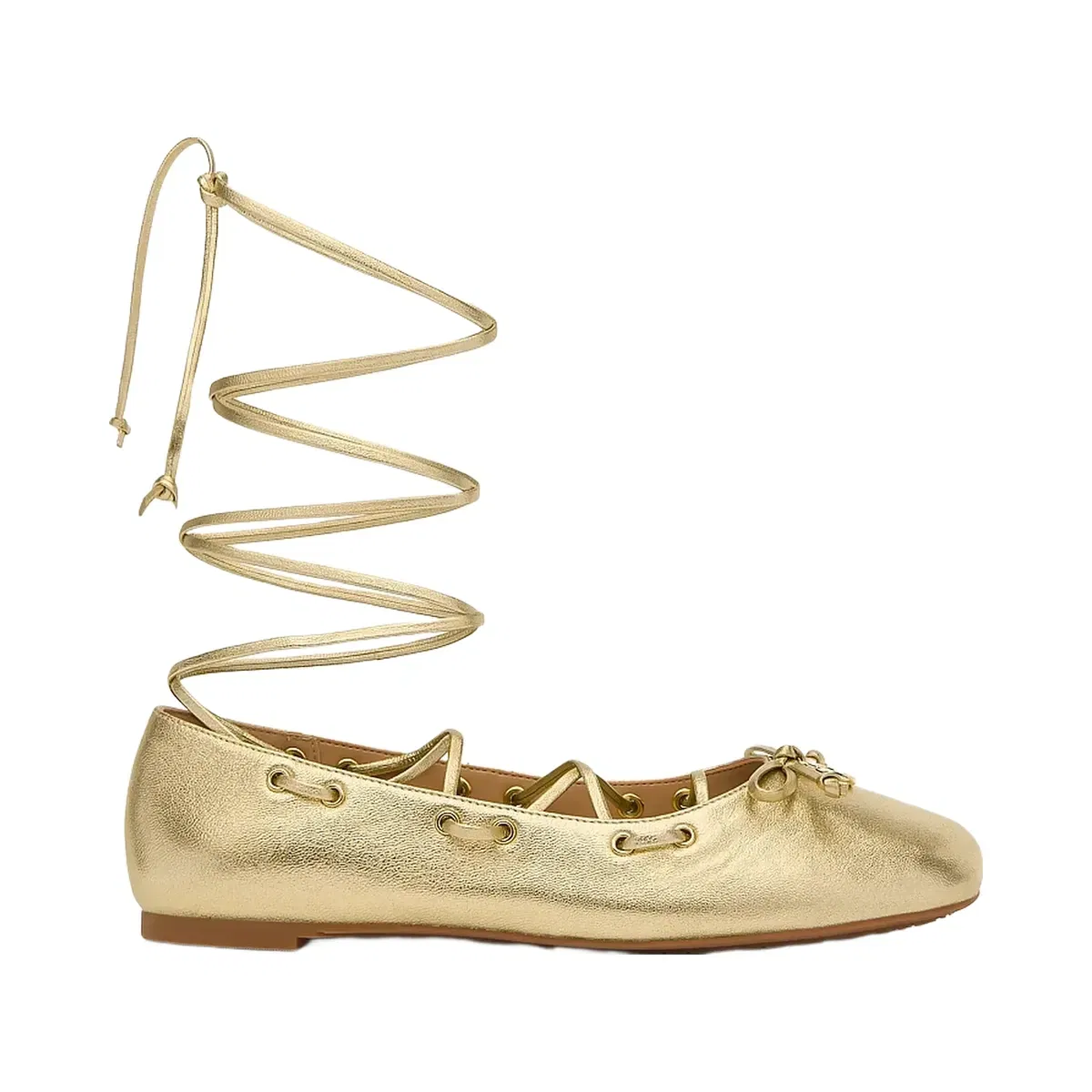 Michael Kors Shae Flex Metallic Leather Ballet Flat Pale Gold