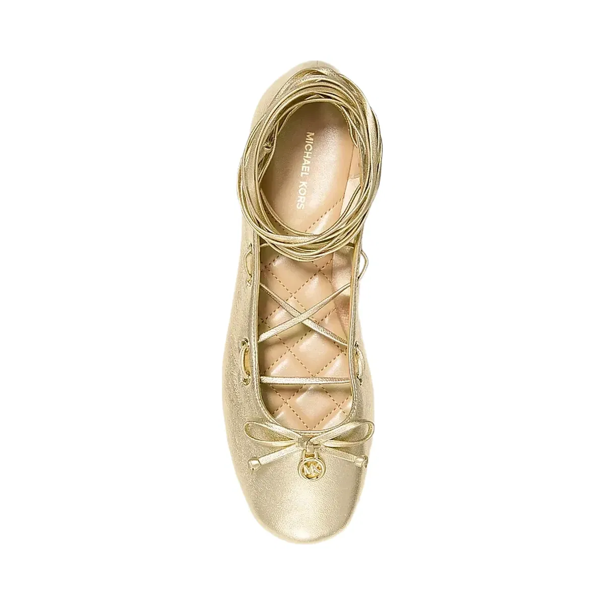 Michael Kors Shae Flex Metallic Leather Ballet Flat Pale Gold