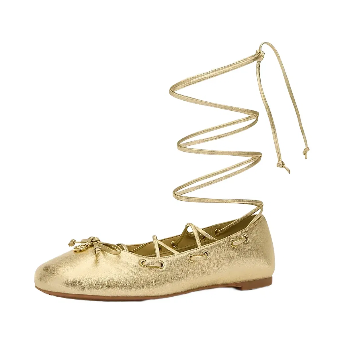 Michael Kors Shae Flex Metallic Leather Ballet Flat Pale Gold