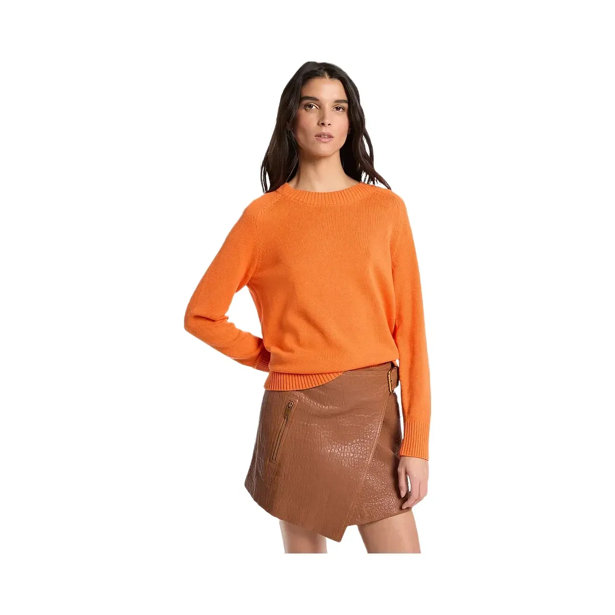 Michael Kors Wool and Cotton Sweater Orange Sorbet