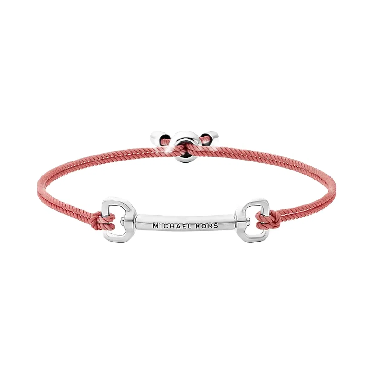Michael Kors Horsebit Corded Slider Bracelet Silver/Sunset Rose