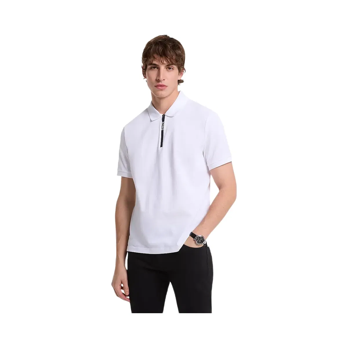 Michael Kors Cotton Zip-Up Polo Shirt White